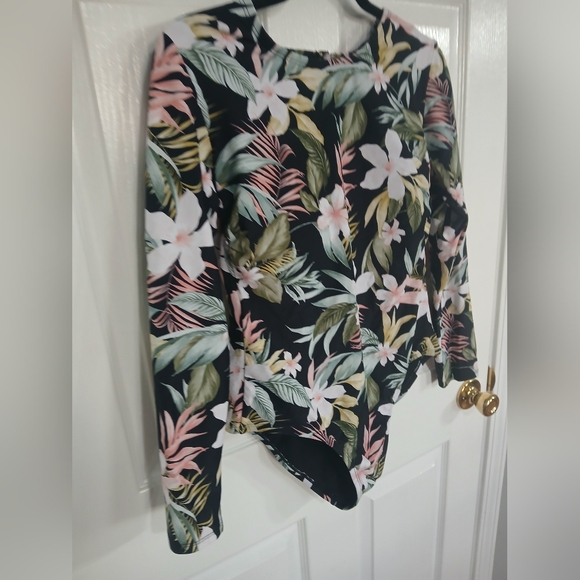 Kona Sol Tops - NWT Kona Sol Long Sleeve Tropical One Piece Swimsuit Beach Pool Cruise Summer